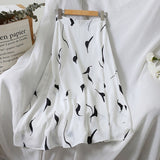 YuooMuoo High Waist Print A Line Skirt 2019 Europe Women Elegant High Waist Chiffon Skirt Summer Female Casual Boho Green Skirt
